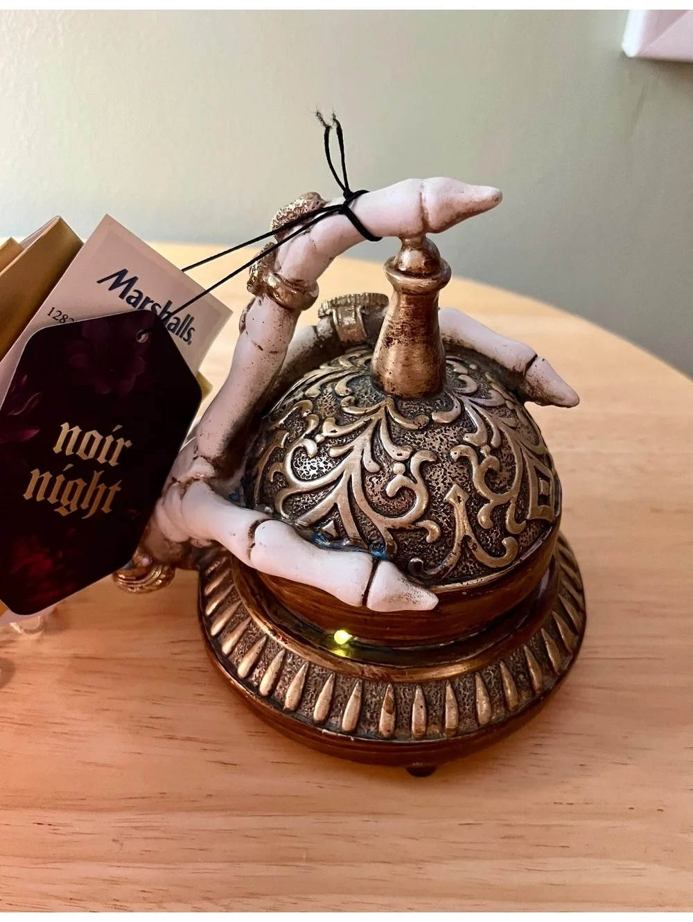 Decorative Witch Bust with Bubblegum and Skeleton Hand Bell